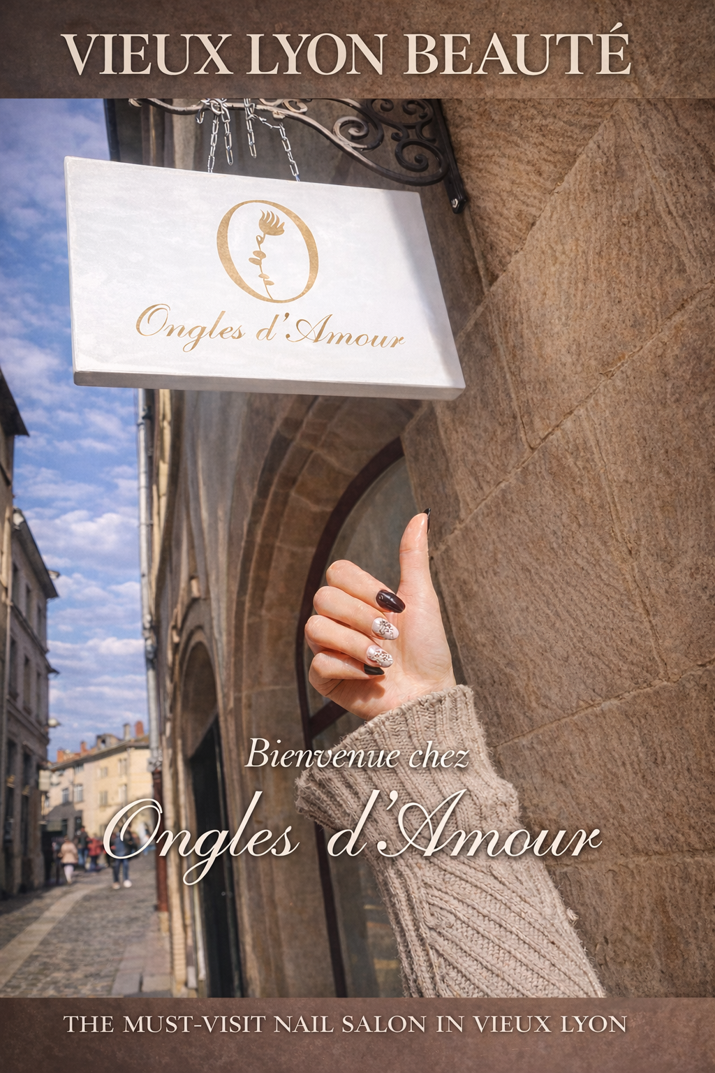 Enseigne Ongles d'Amour dans le Vieux Lyon